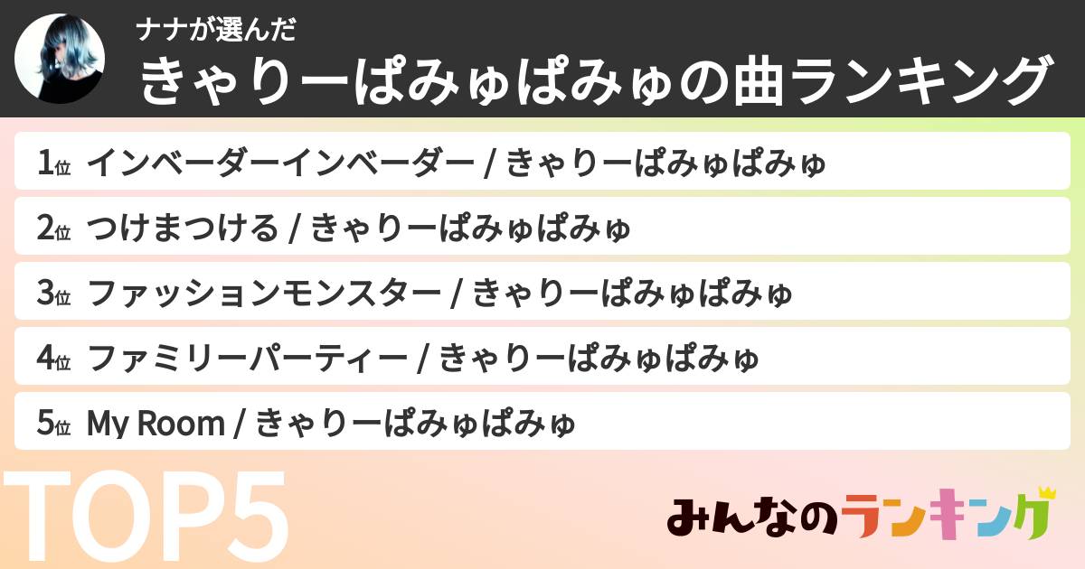 ナナさんの「きゃりーぱみゅぱみゅの曲ランキング」