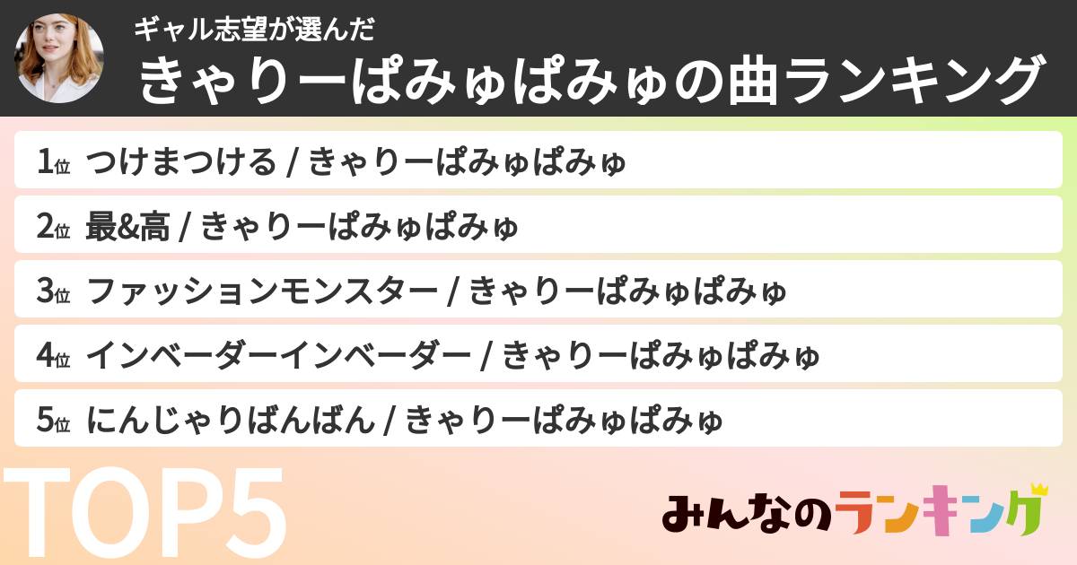 ギャル志望さんの「きゃりーぱみゅぱみゅの曲ランキング」