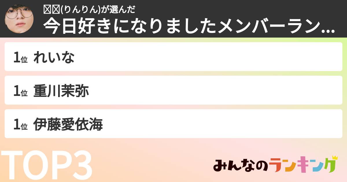 리리(りんりん)さんの「今日好きになりましたメンバーランキング」