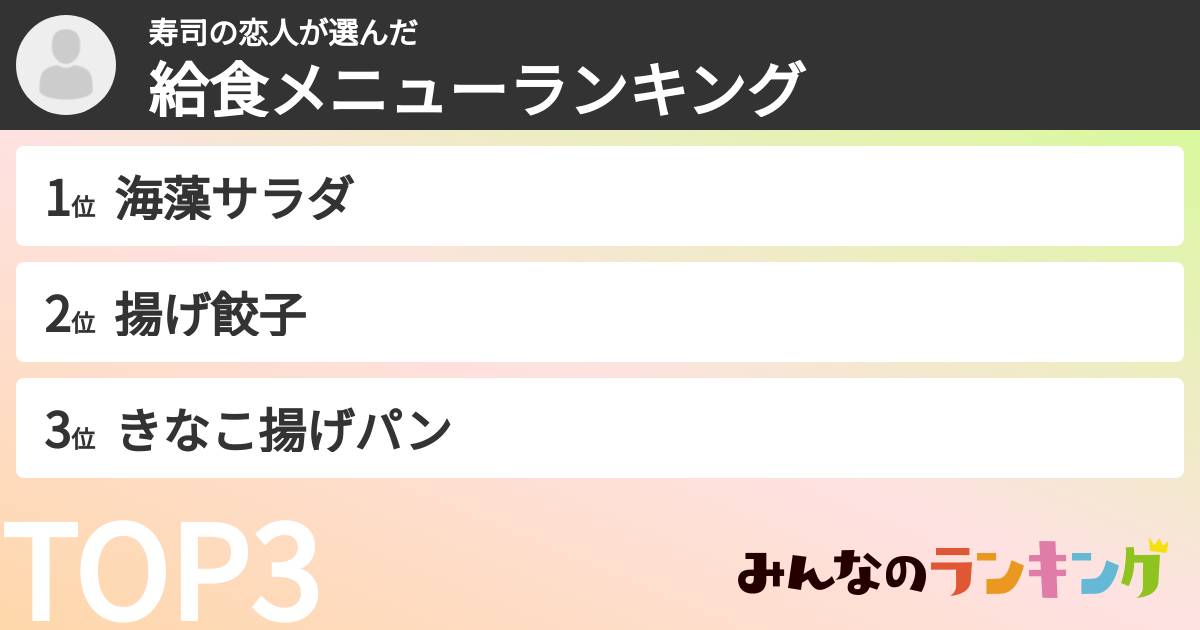 寿司の恋人さんの「給食メニューランキング」