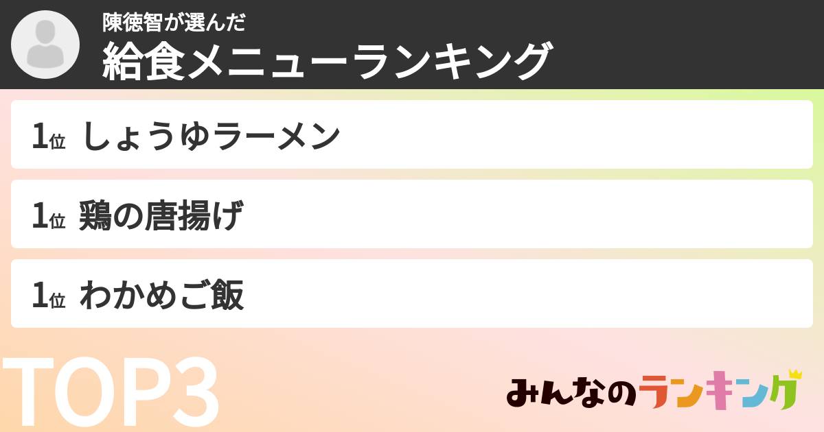 陳徳智さんの「給食メニューランキング」