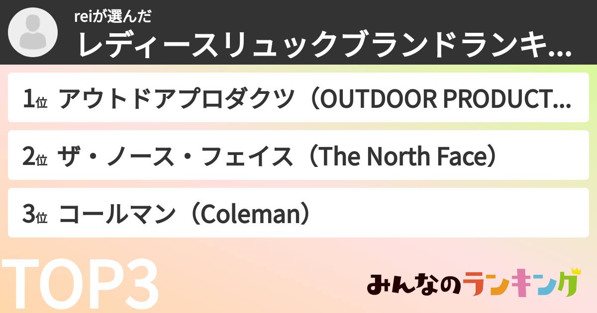 reiさんの「レディースリュックブランドランキング」