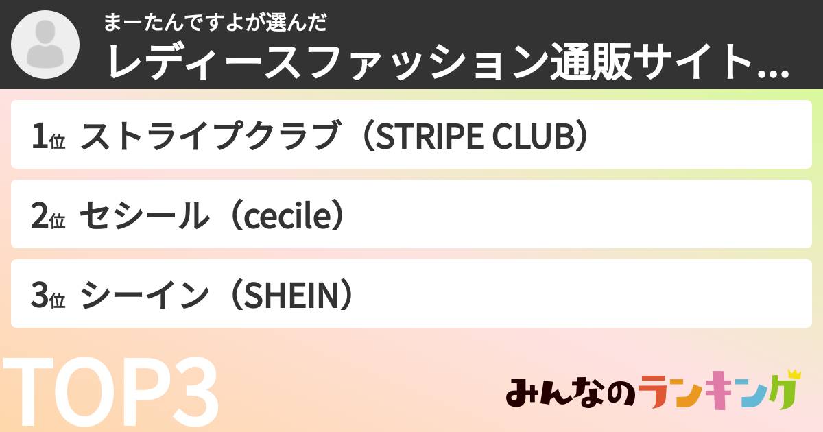まーたんですよさんの「レディースファッション通販サイトランキング」