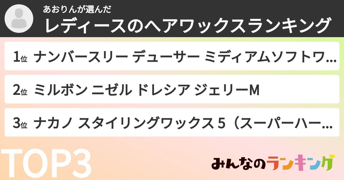 あおりんさんの「レディースのへアワックスランキング」