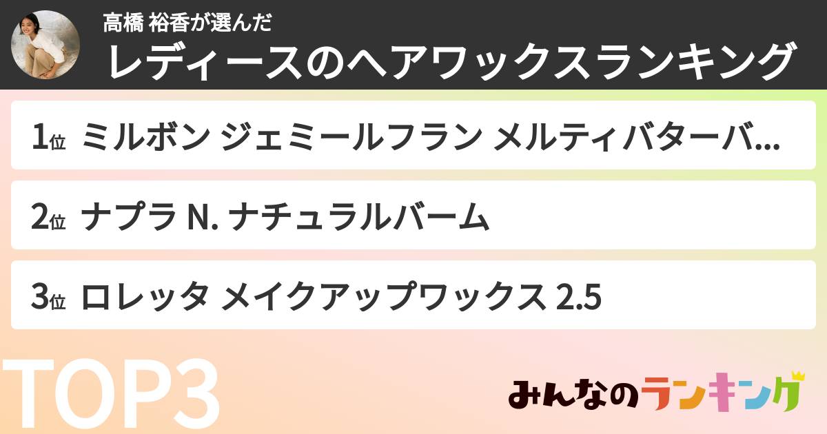 高橋 裕香さんの「レディースのへアワックスランキング」