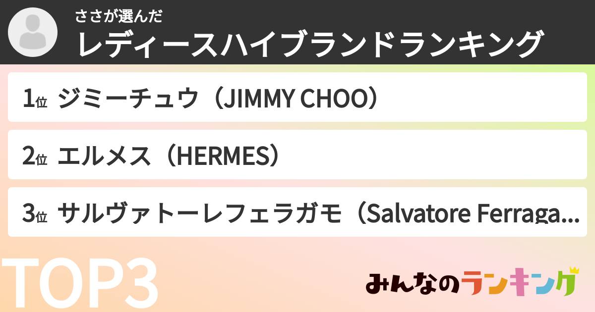 さささんの「レディースハイブランドランキング」
