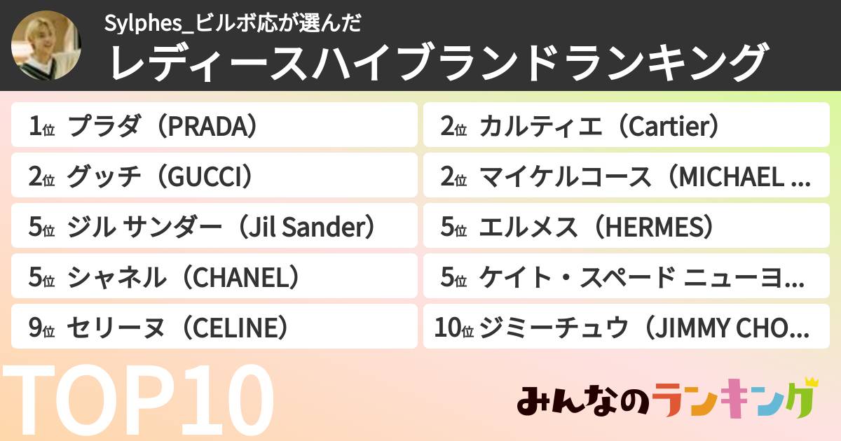 Sylphes_ビルボ応さんの「レディースハイブランドランキング」