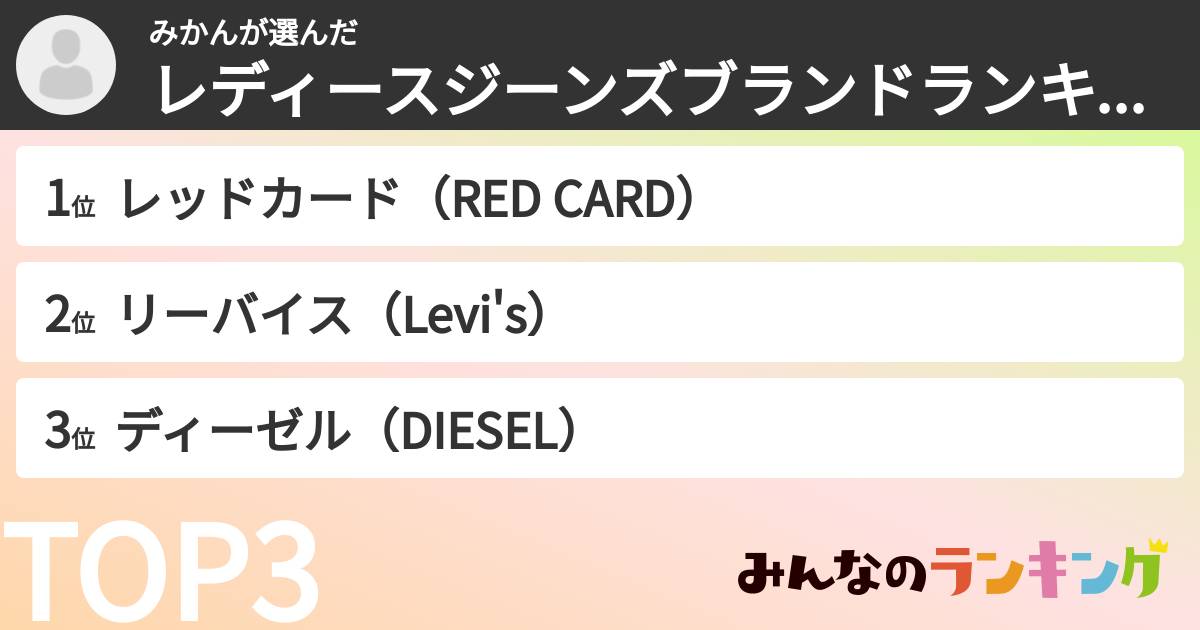 みかんさんの「レディースジーンズブランドランキング」