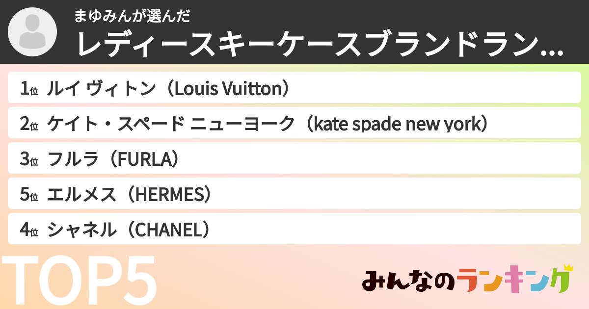 まゆみんさんの「レディースキーケースブランドランキング」