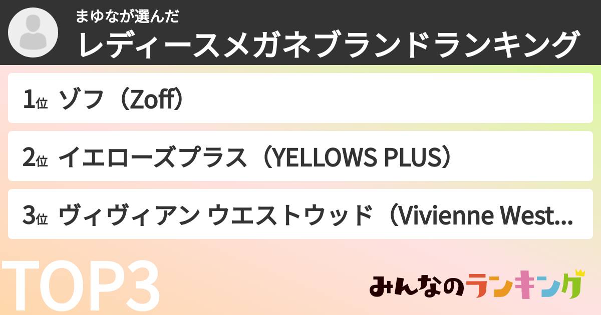 まゆなさんの「レディースメガネブランドランキング」