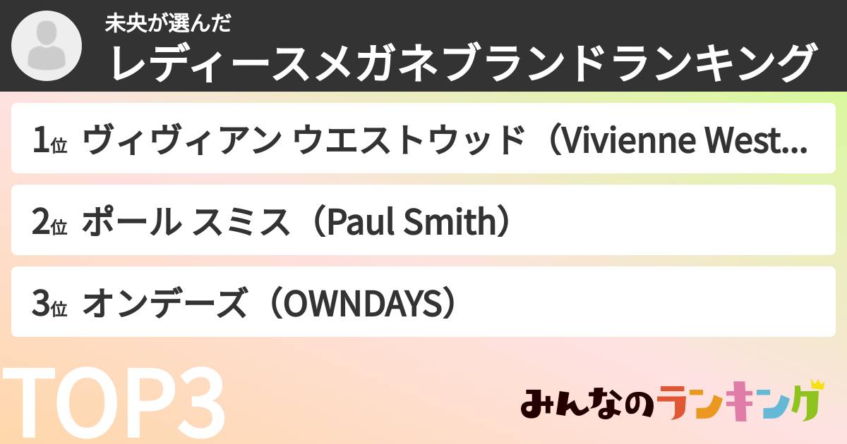 未央さんの「レディースメガネブランドランキング」