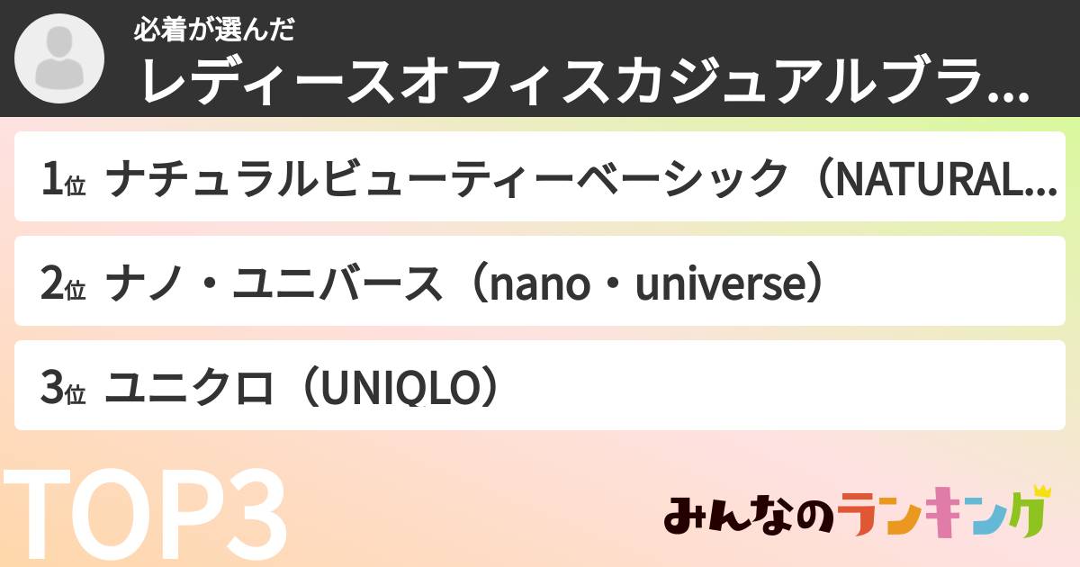 必着さんの「レディースオフィスカジュアルブランドランキング」