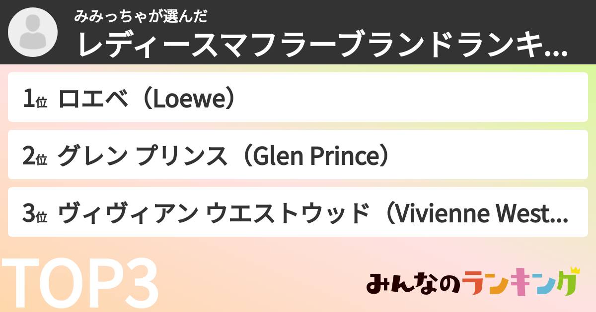 みみっちゃさんの「レディースマフラーブランドランキング」