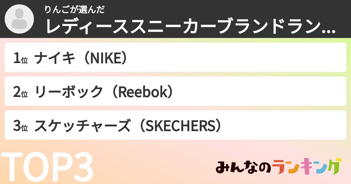 りんごさんの「レディーススニーカーブランドランキング」