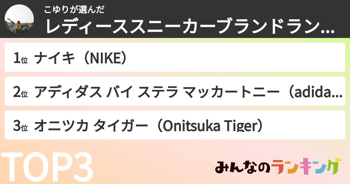 こゆりさんの「レディーススニーカーブランドランキング」