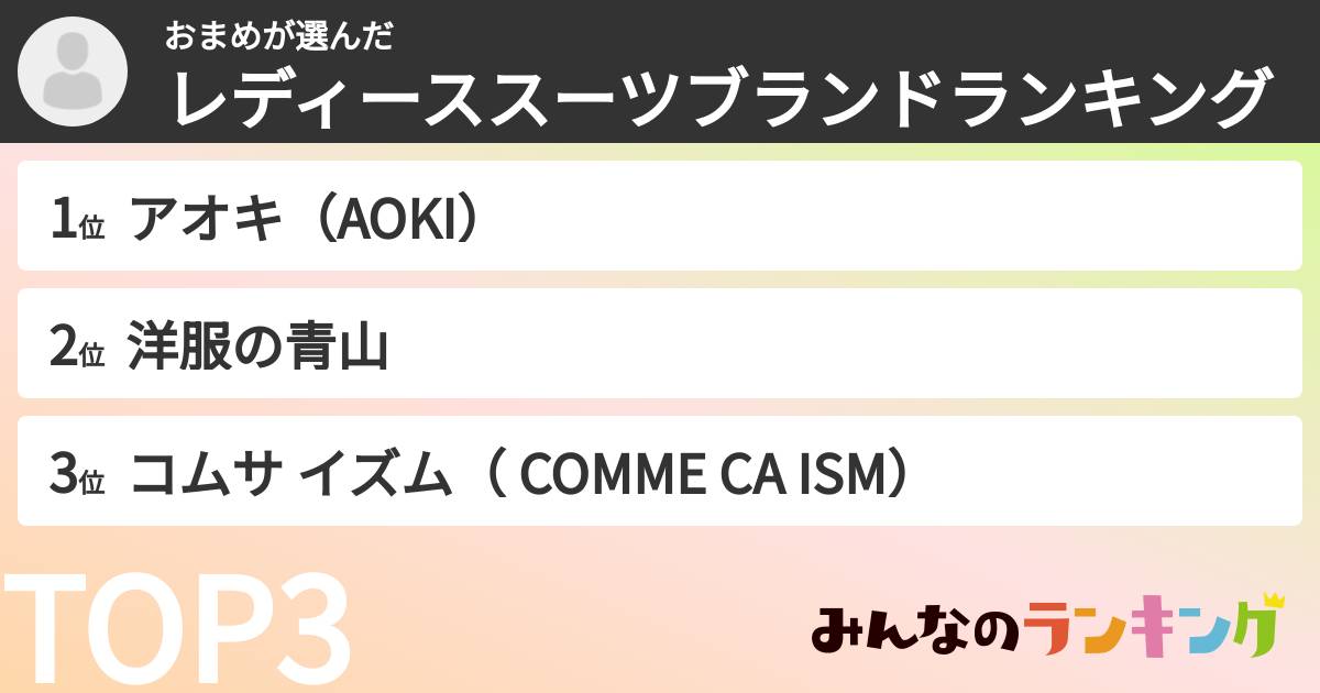 おまめさんの「レディーススーツブランドランキング」
