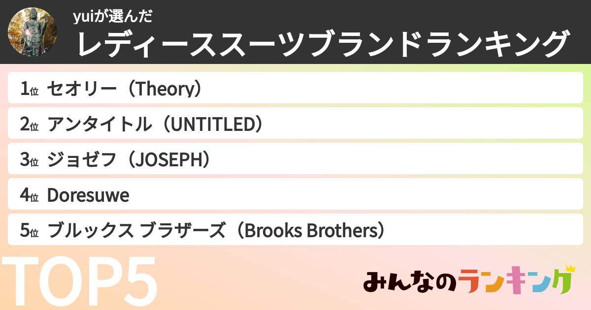 yuiさんの「レディーススーツブランドランキング」