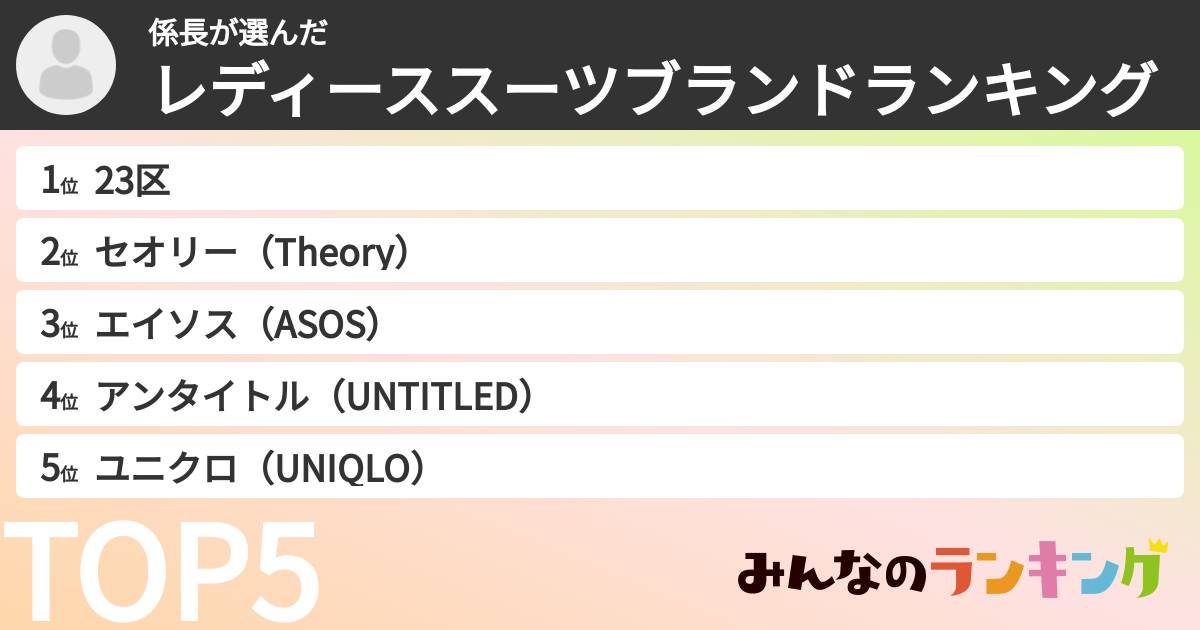 係長さんの「レディーススーツブランドランキング」