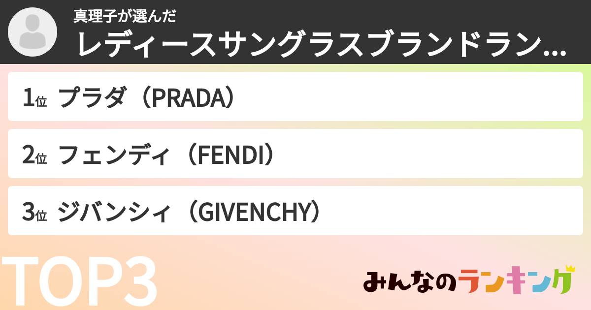 真理子さんの「レディースサングラスブランドランキング」