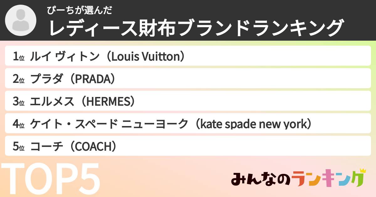 ぴーちさんの「レディース財布ブランドランキング」