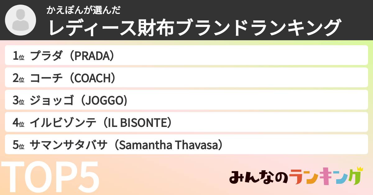 かえぽんさんの「レディース財布ブランドランキング」