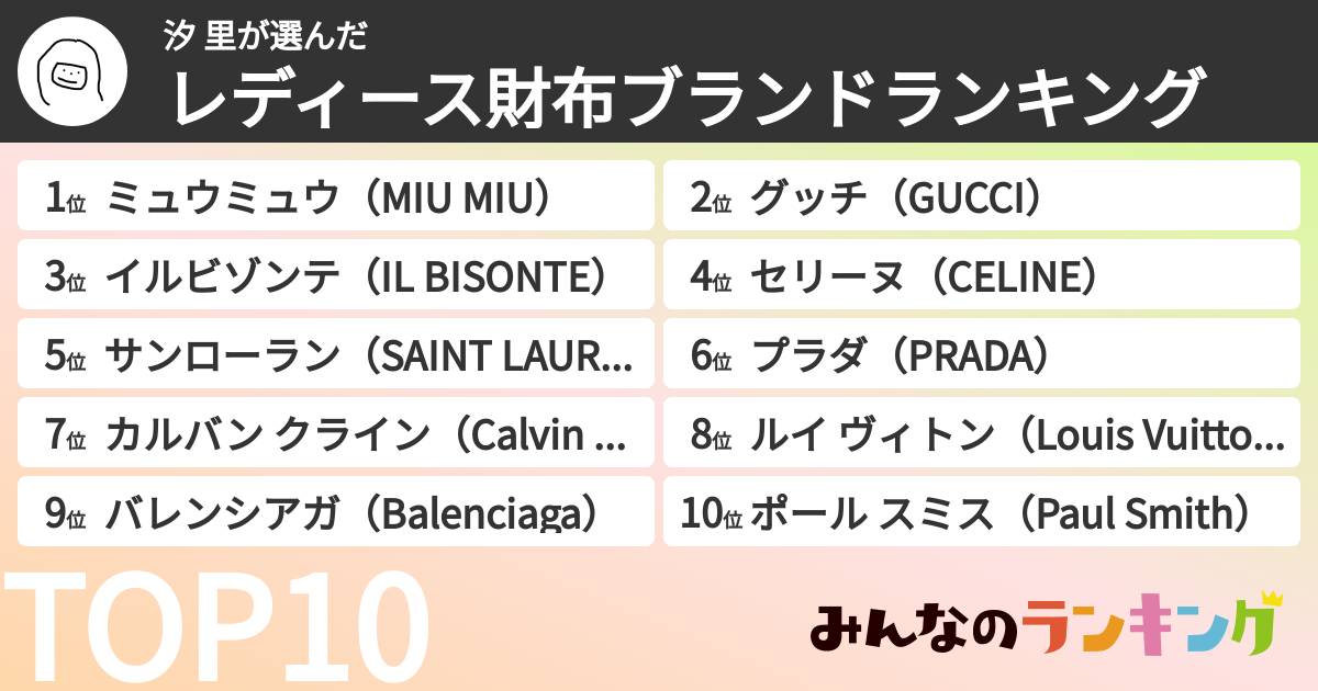 汐 里さんの「レディース財布ブランドランキング」