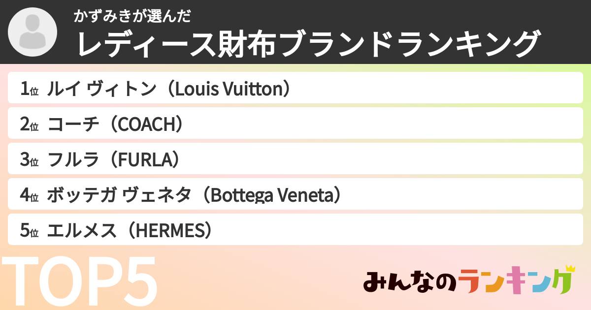 かずみきさんの「レディース財布ブランドランキング」