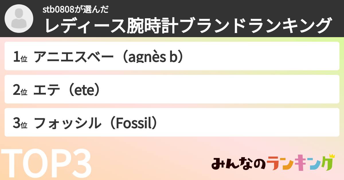 stb0808さんの「レディース腕時計ブランドランキング」