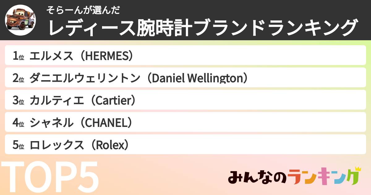 そらーんさんの「レディース腕時計ブランドランキング」