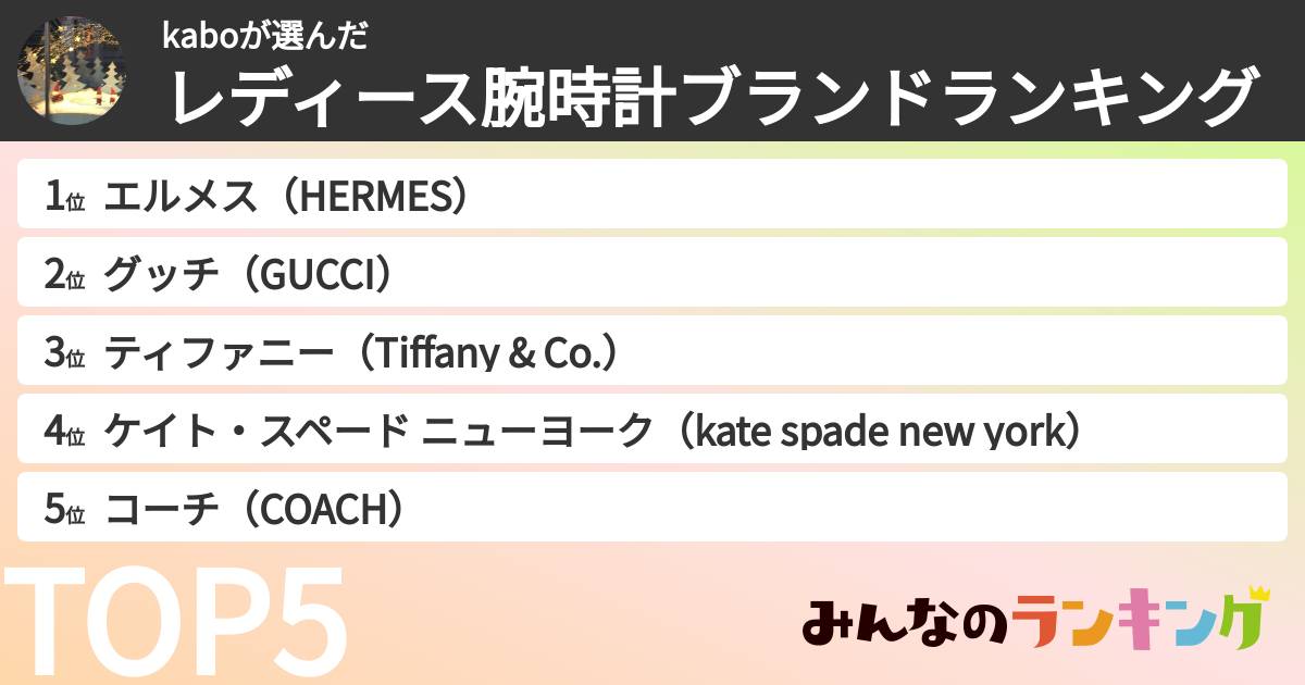 kaboさんの「レディース腕時計ブランドランキング」