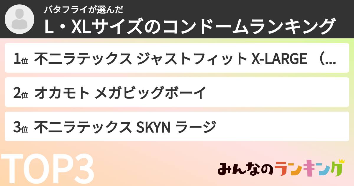 バタフライさんの「L・XLサイズのコンドームランキング」