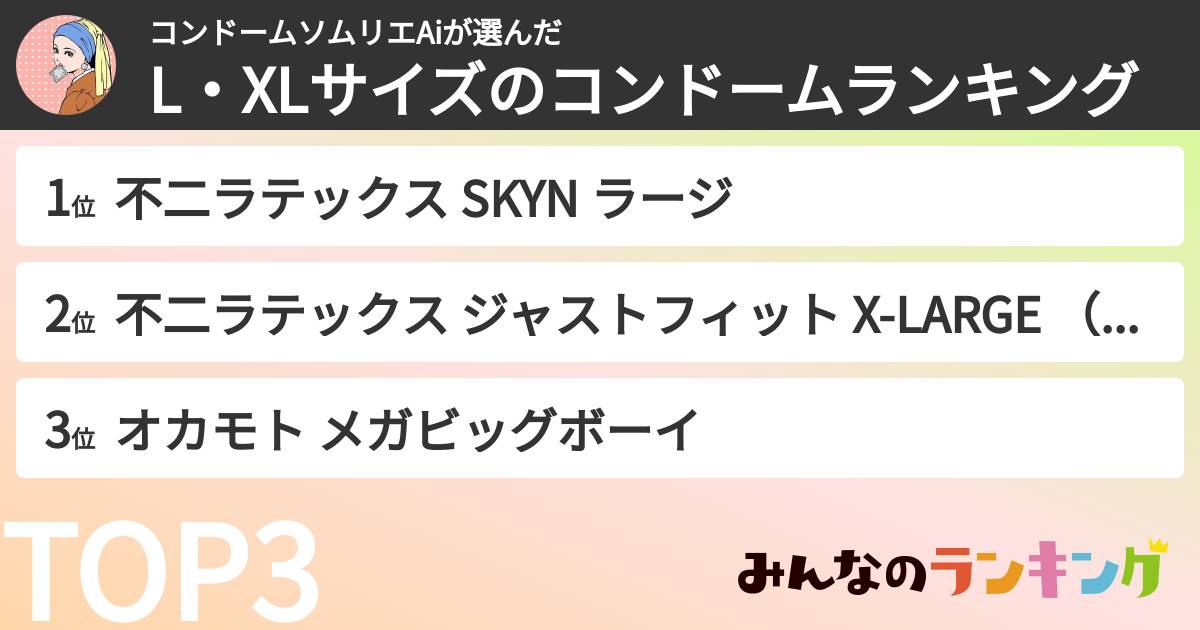 コンドームソムリエAiさんの「L・XLサイズのコンドームランキング」
