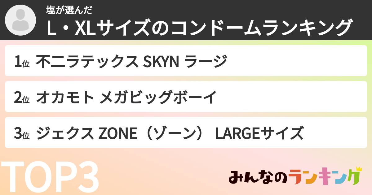 塩さんの「L・XLサイズのコンドームランキング」