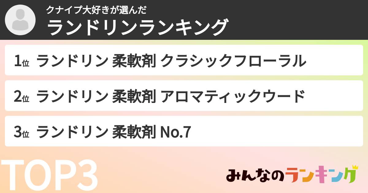 クナイプ大好きさんの「ランドリンランキング」