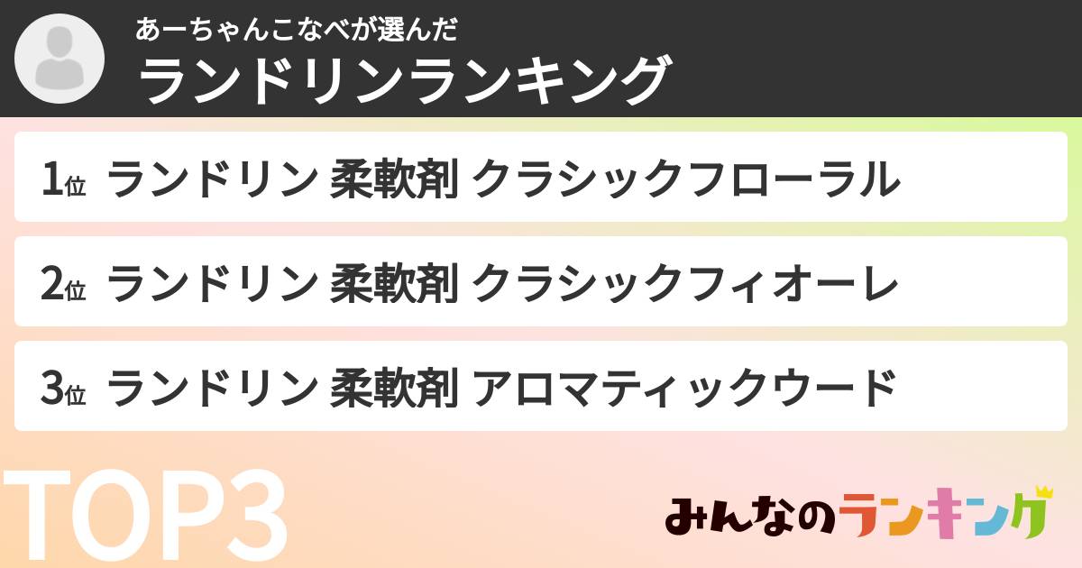 あーちゃんこなべさんの「ランドリンランキング」