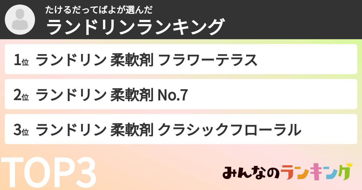 たけるだってばよさんの「ランドリンランキング」