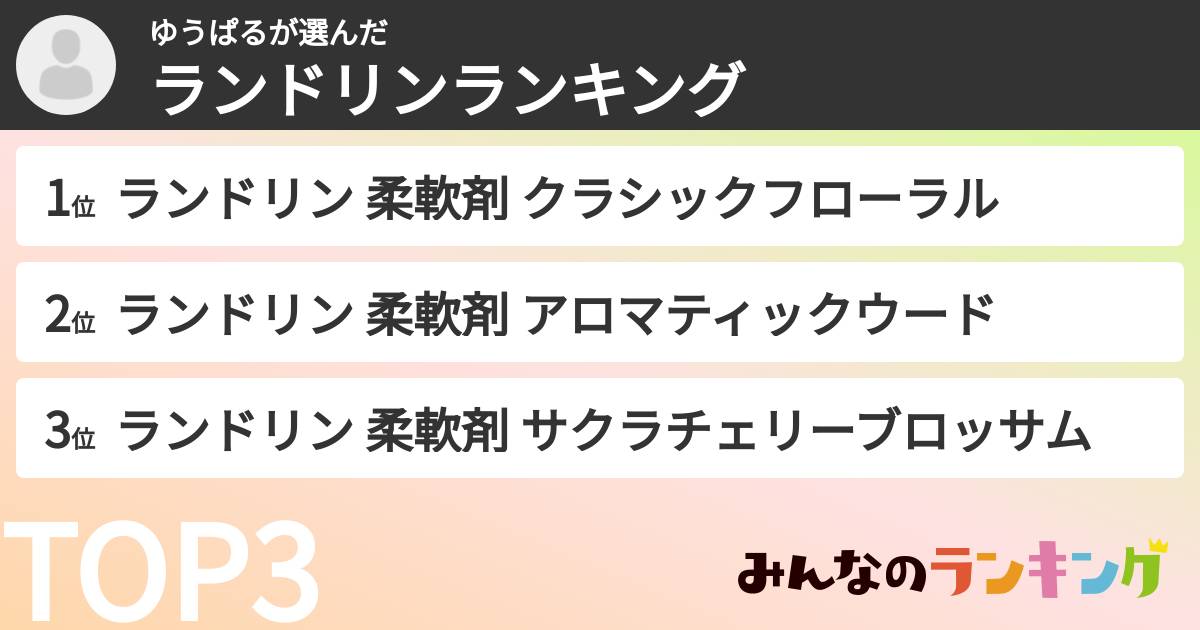 ゆうぱるさんの「ランドリンランキング」