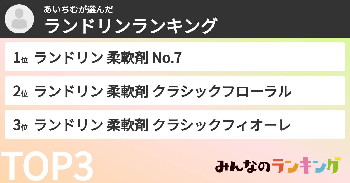 あいちむさんの「ランドリンランキング」
