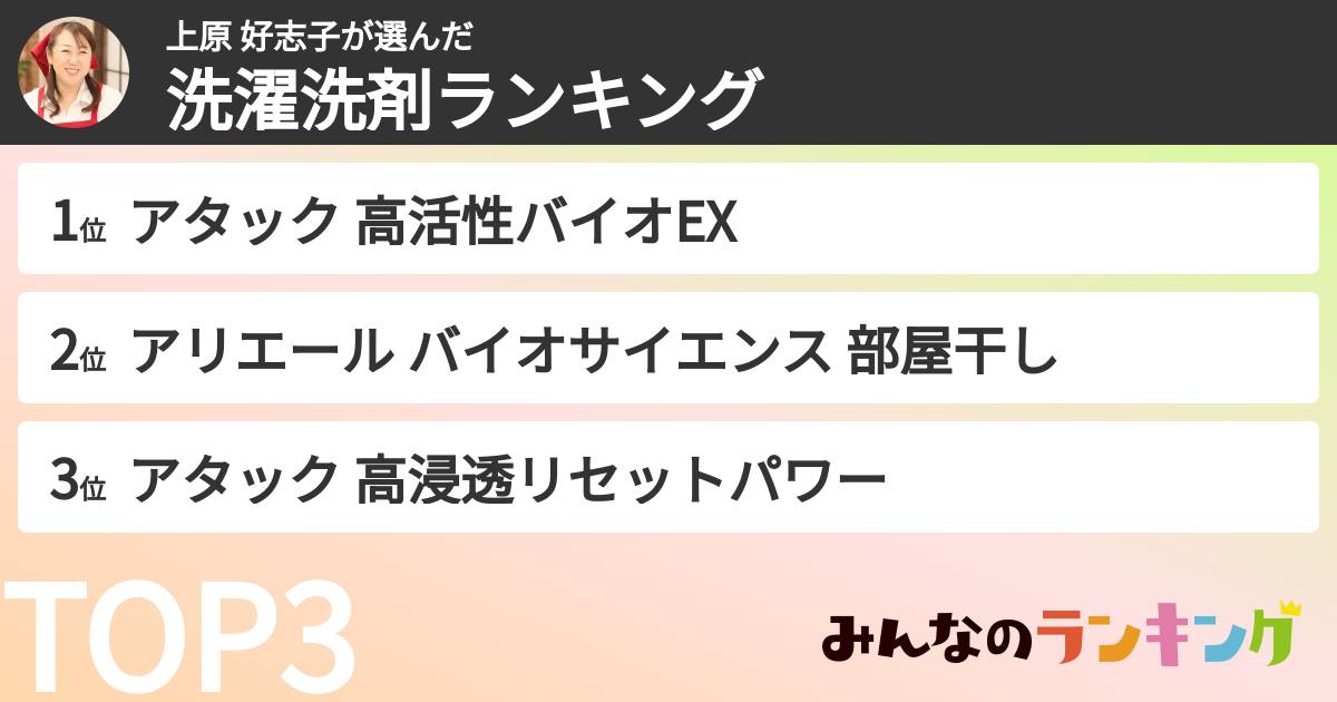 上原 好志子さんの「洗濯洗剤ランキング」
