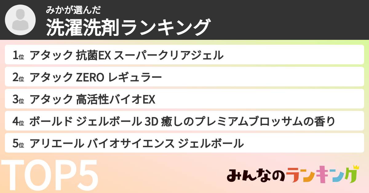 みかさんの「洗濯洗剤ランキング」