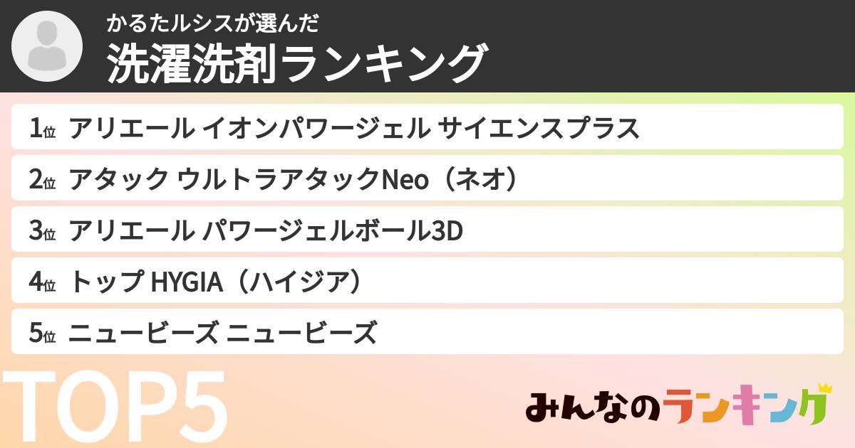 かるたルシスさんの「洗濯洗剤ランキング」