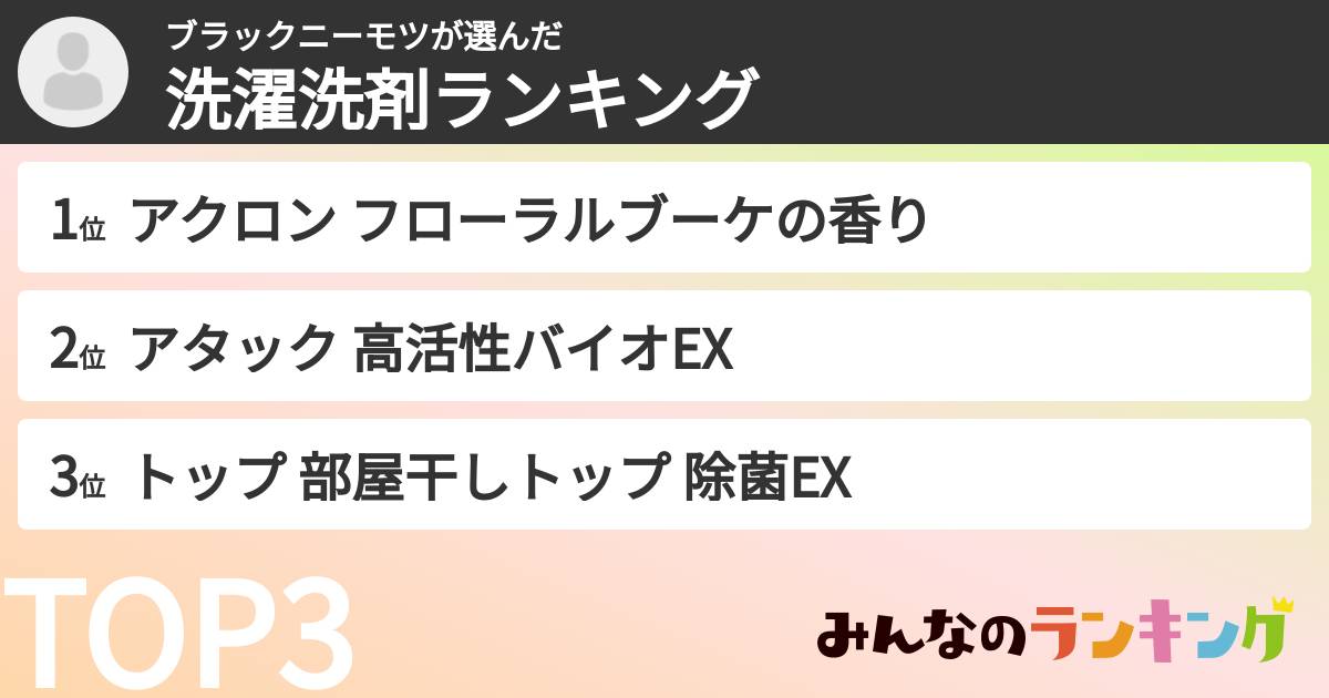 ブラックニーモツさんの「洗濯洗剤ランキング」