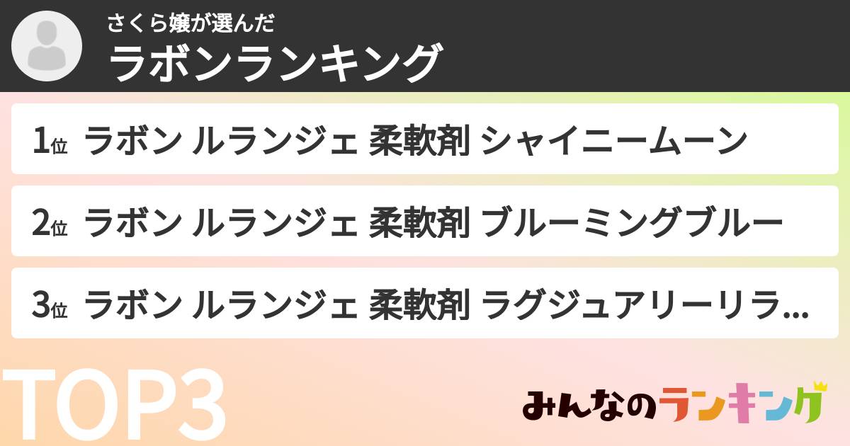さくら嬢さんの「ラボンランキング」