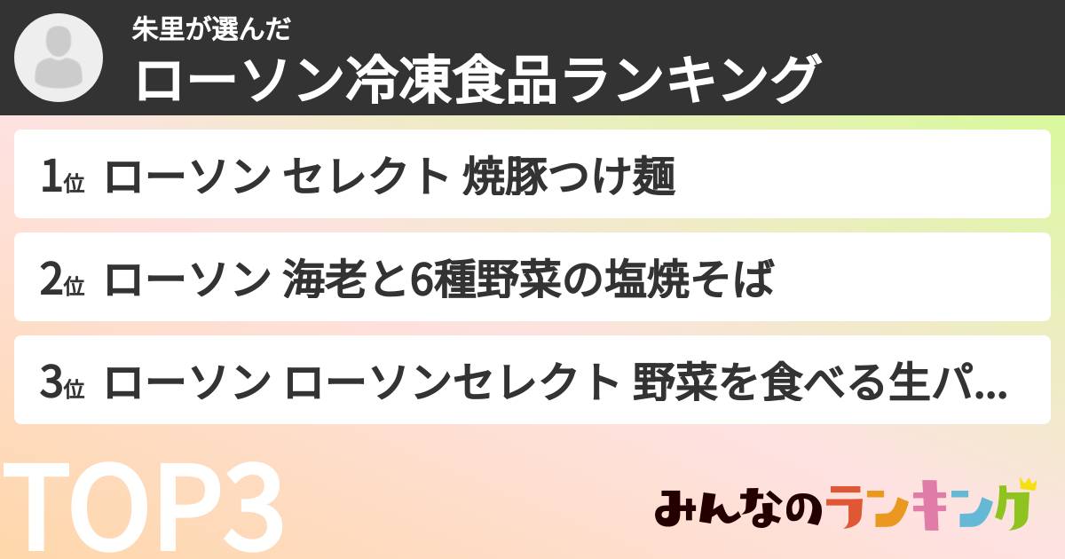 朱里さんの「ローソン冷凍食品ランキング」