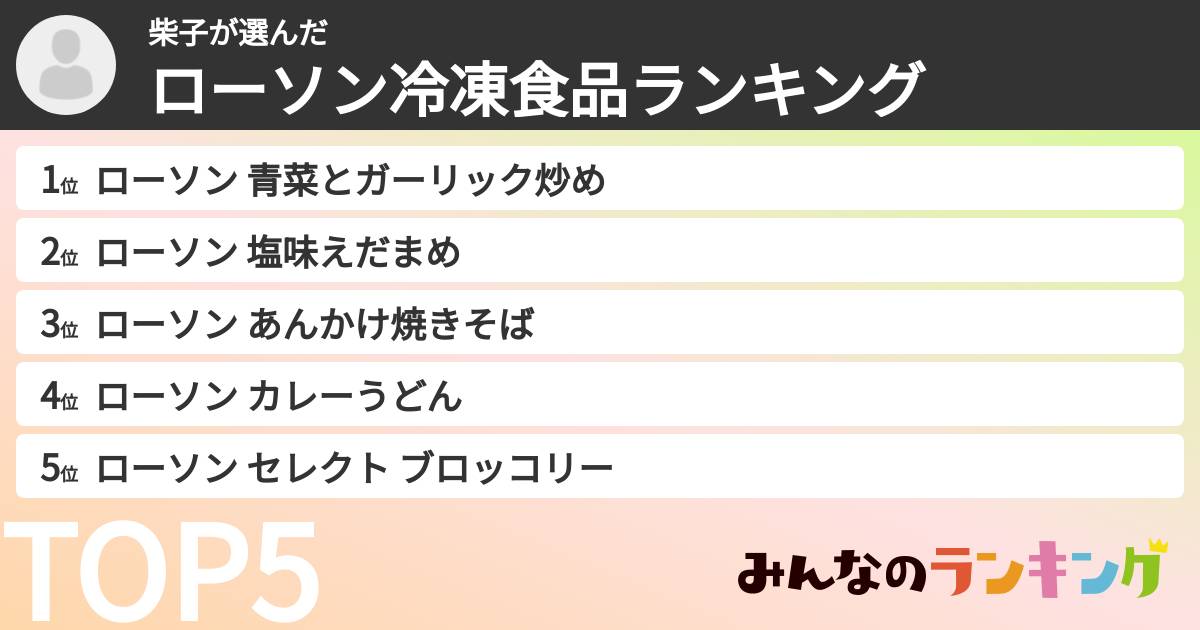 柴子さんの「ローソン冷凍食品ランキング」