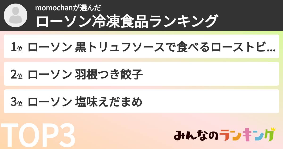 momochanさんの「ローソン冷凍食品ランキング」