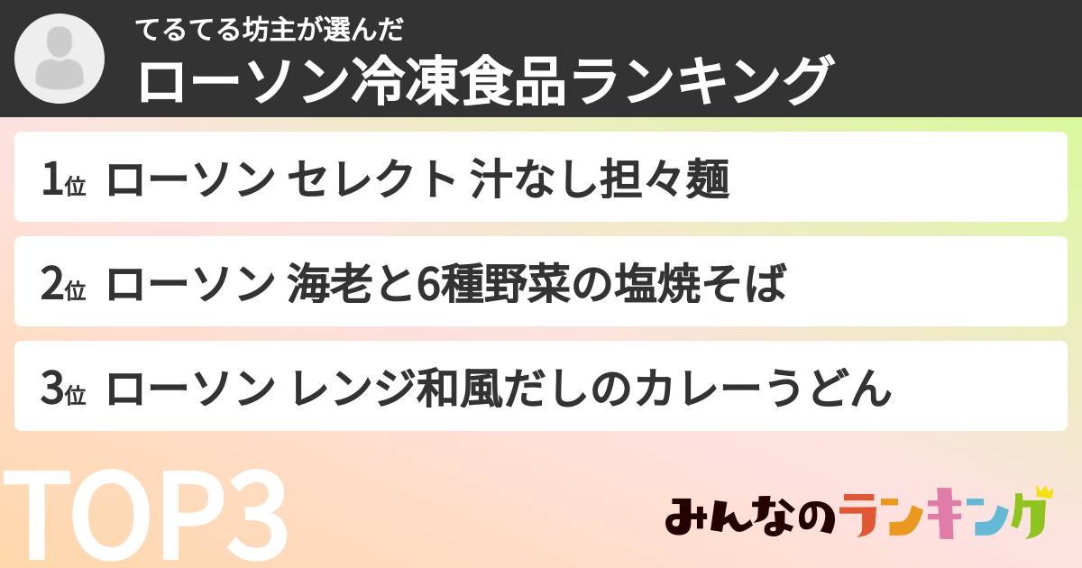てるてる坊主さんの「ローソン冷凍食品ランキング」
