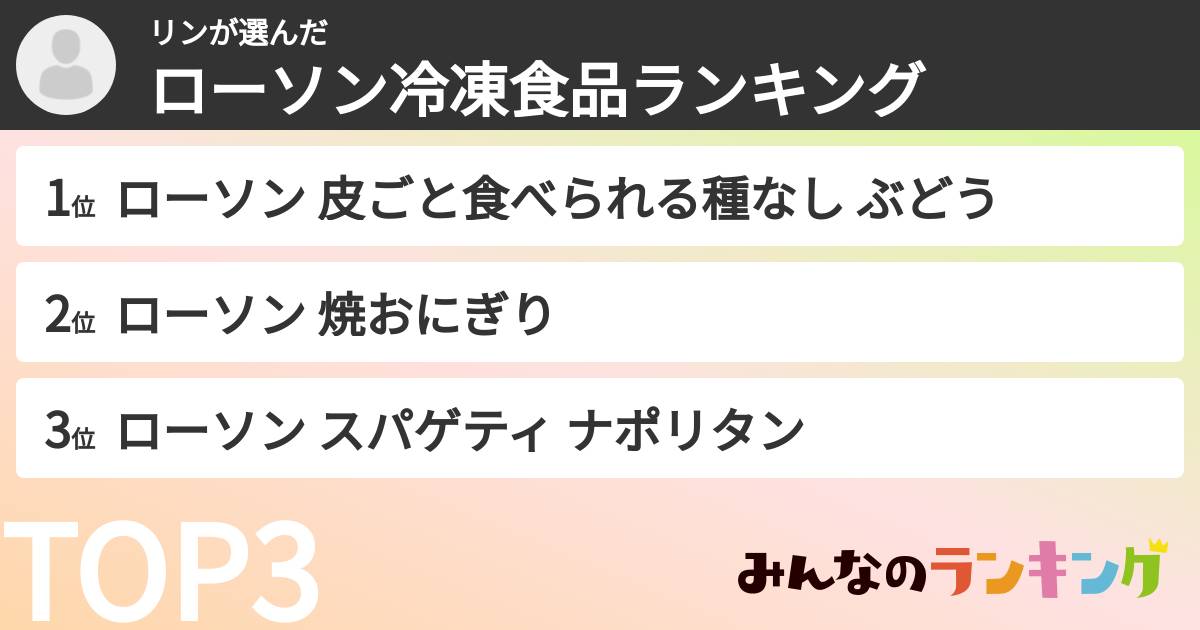 リンさんの「ローソン冷凍食品ランキング」