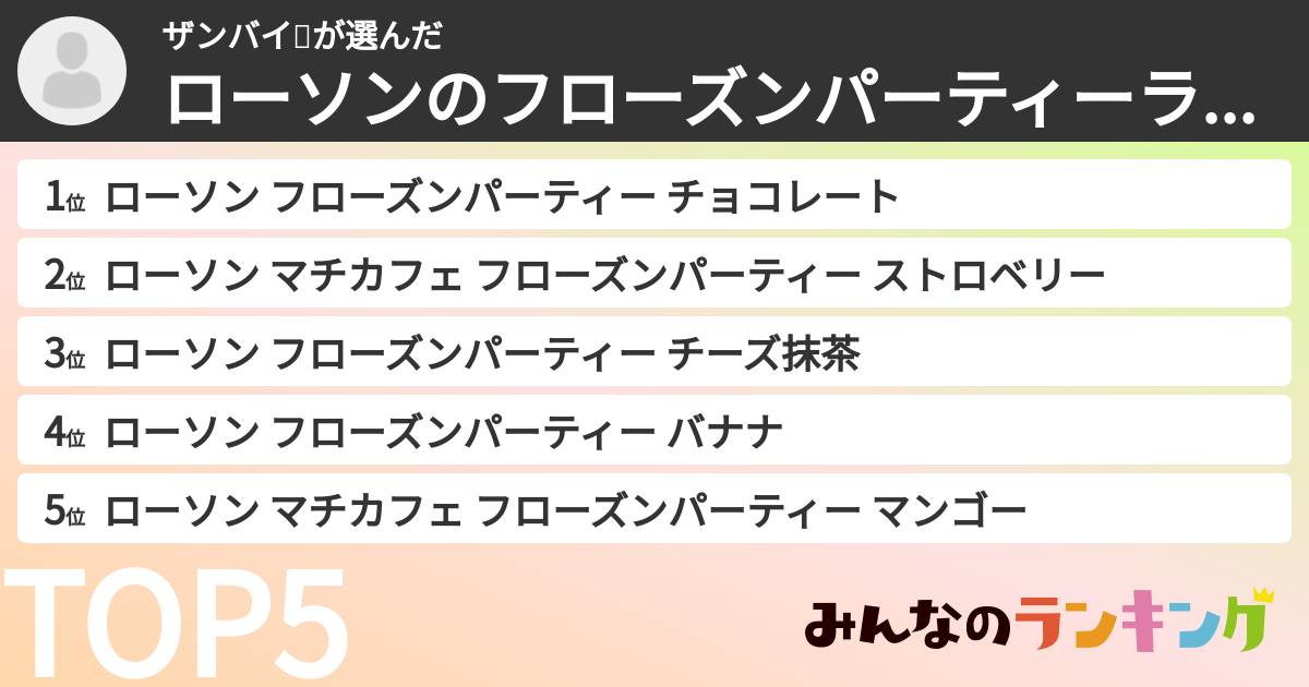 ザンバイ🐶さんの「ローソンのフローズンパーティーランキング」