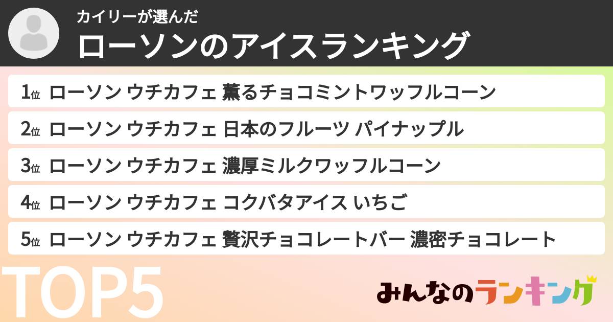 カイリーさんの「ローソンのアイスランキング」